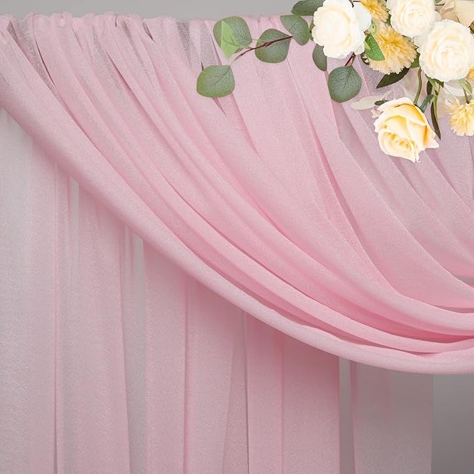 Wokceer Blush Pink Wedding Arch Draping Fabric Backdrop 4 Panels 28.7" X 20FT - Image 4