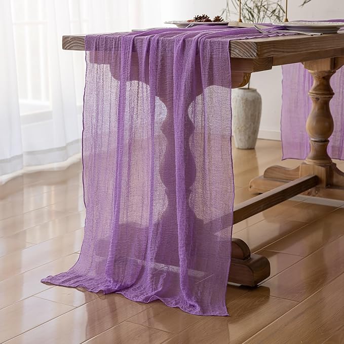 6pcs Lilac Gauze Rustic Cheesecloth Table Runner 120 Inch 10 FT - Image 2