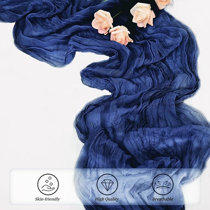 10FT 12 Pack Royal Blue Cheesecloth Table Runner 20 x 120 Inch Long Rustic - Image 5
