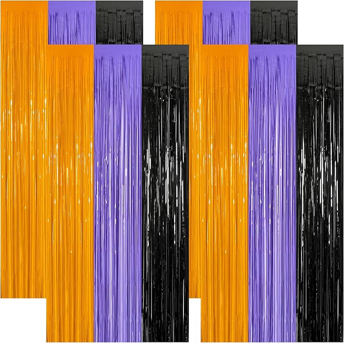 4 Pack Halloween Decorations, 3.28 FT x 7.05 FT Orange Purple Black Party by ZATAYE