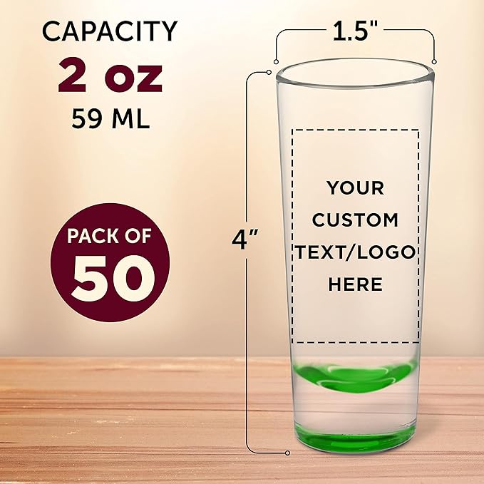Custom Cordial Shooter Shot Glasses 2 oz. Set of 50, Personalized Bulk Pack - Image 5