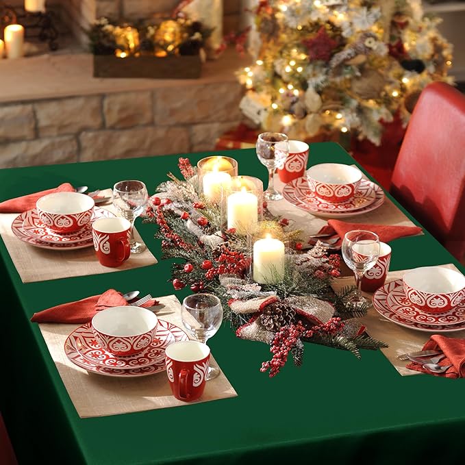 sancua 6 Pack Hunter Green Tablecloth 60 x 102 Inch, Rectangle 6 Feet Table - Image 4