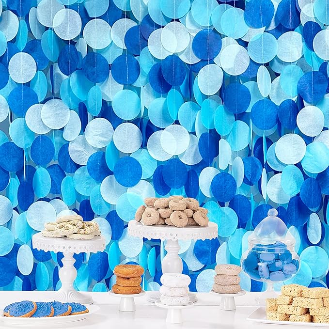 205Ft Navy Blue White Party Decorations Circle Dot Backdrop Garland Royal Blue by pinkblume