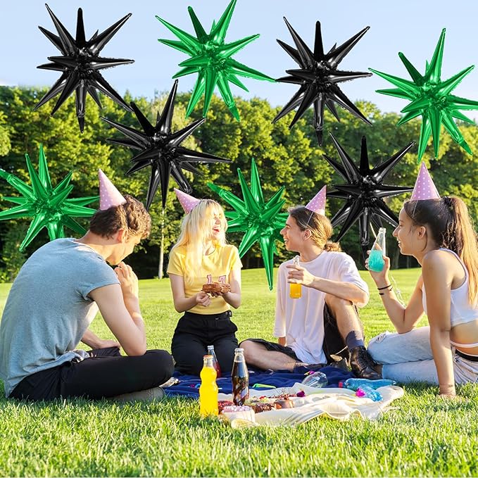 Black Green Star Balloons - Image 6