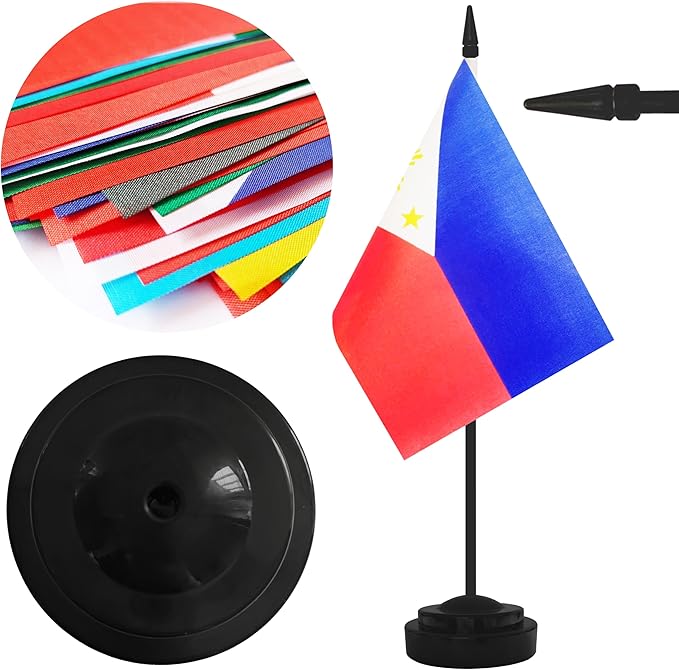 2 Pack Philippine Desk Flag Set, Philippine Desktop Small Miniature Table - Image 3