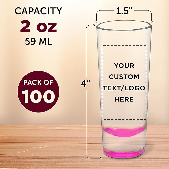 Custom Cordial Shooter Shot Glasses 2 oz. Set of 100, Personalized Bulk Pack - Image 5