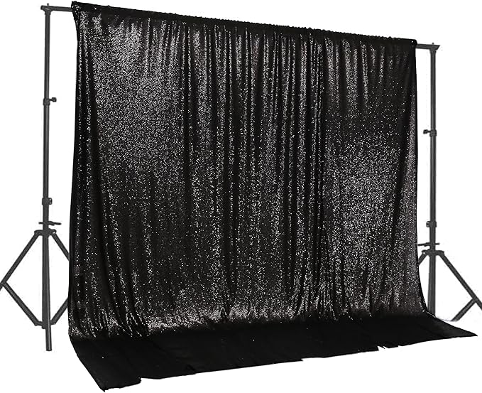 PartyDelight Black Sequin Backdrop 20Ft x10 Ft Photography Curtain Special by PartyDelight
