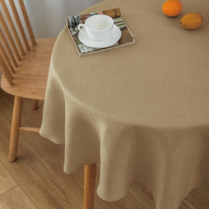 NLMUVW Round Linen Tablecloth 36 Inch, Small Tan Table Cloth Farmhouse Water - Image 2