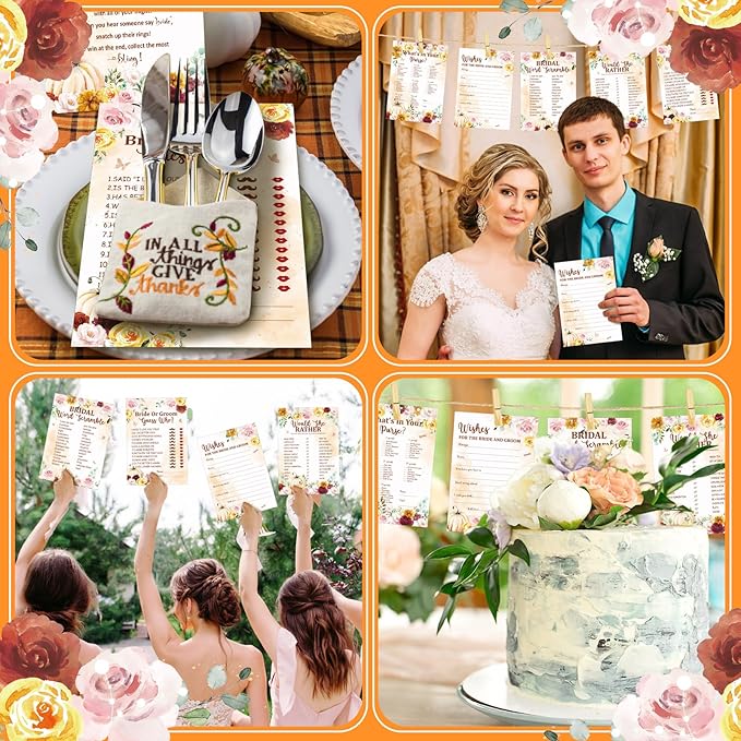 Estune 331 Pcs Bridal Shower Games Supplies, 5 Sets 250 Pcs Wedding Cards 1 Put - Image 6
