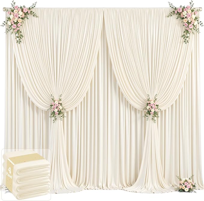 20ft x 12ft Champagne Backdrop Curtains Wrinkle Free Backdrop Curtain by Tao-GePartyDecorations