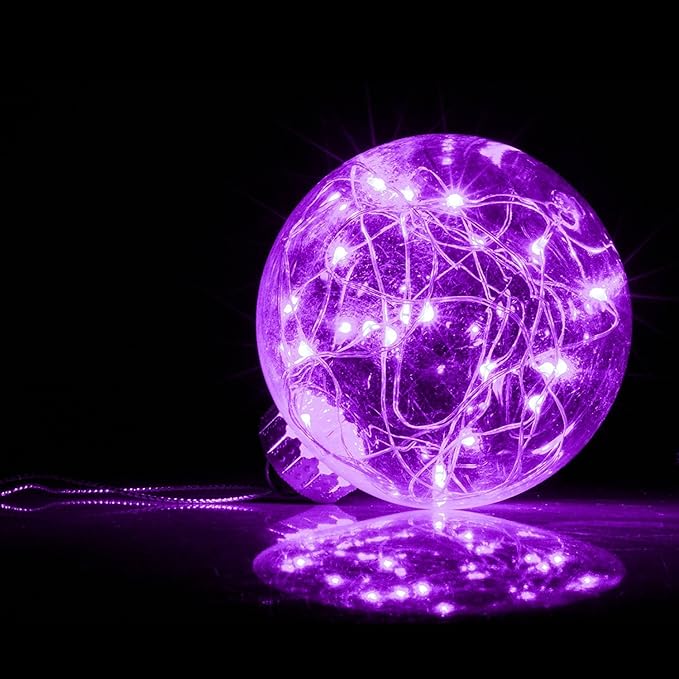 ANJAYLIA 2 Pack 16Ft 50 LED Purple Fairy Lights Battery Operated String Lights - Image 4