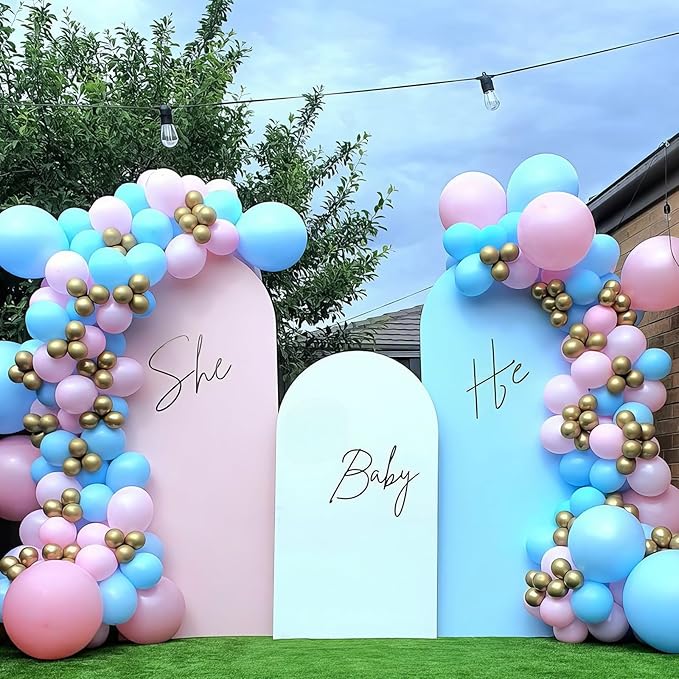 Pink Blue Gold Balloons - Image 4