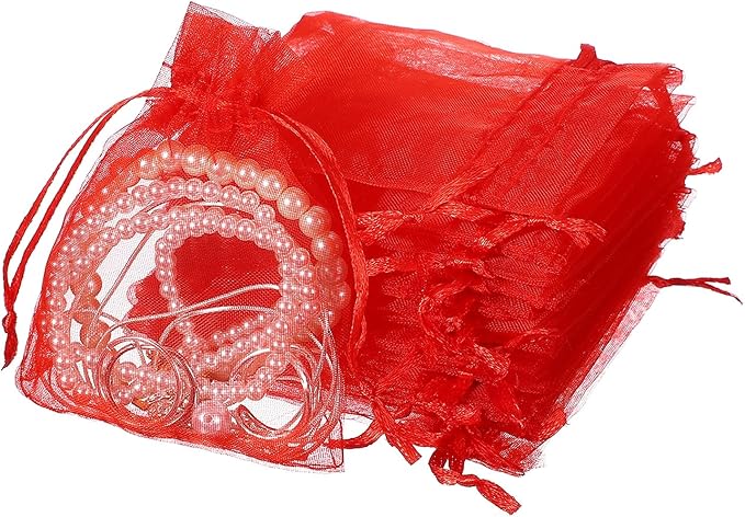 uxcell 50 Pcs Organza Gift Bags, 2.7x3.5 Inch Drawstring Pouches Jewelry Gift by uxcell