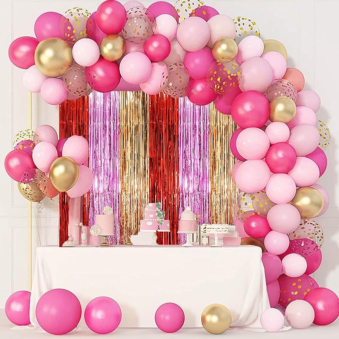 3 Pack 3.3 x 8.2 ft Valentine Foil Fringe Backdrop Curtains, Tinsel Streamers - Image 5