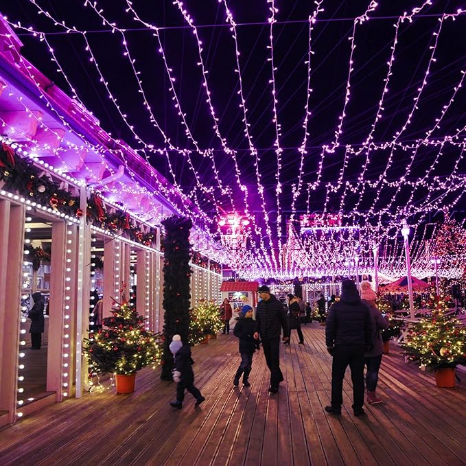 JMEXSUSS 91.5ft 250 LED Purple String Lights Indoor, Connectable 8 Modes Purple - Image 4