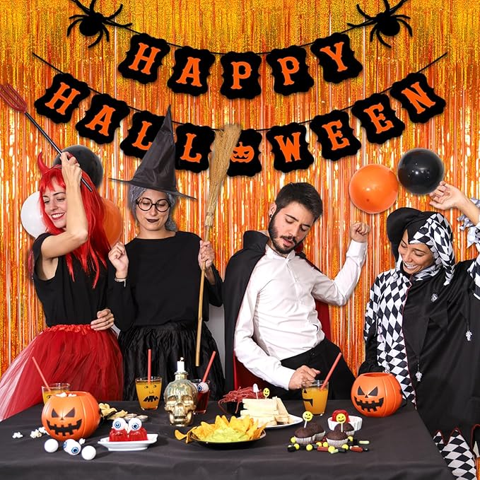 Reusable Foil fringe Curtains Halloween Decor Indoor Party Decorations - Image 5