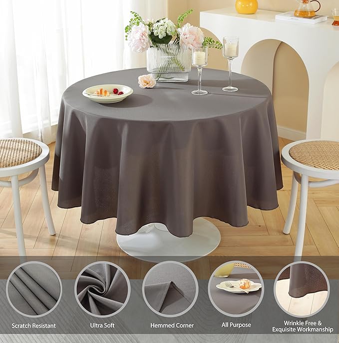 Craft And Party Round Tablecloth, 60 Inch Charcoal Tablecloth, Polyester Fabric - Image 2