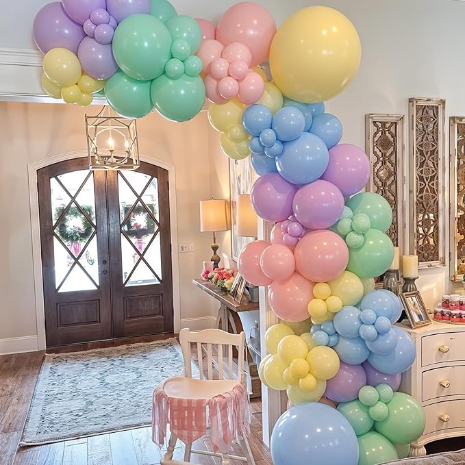 Pastel Balloons, 12 Inch Macaron Pink Purple Blue Yellow Green Colorful - Image 5