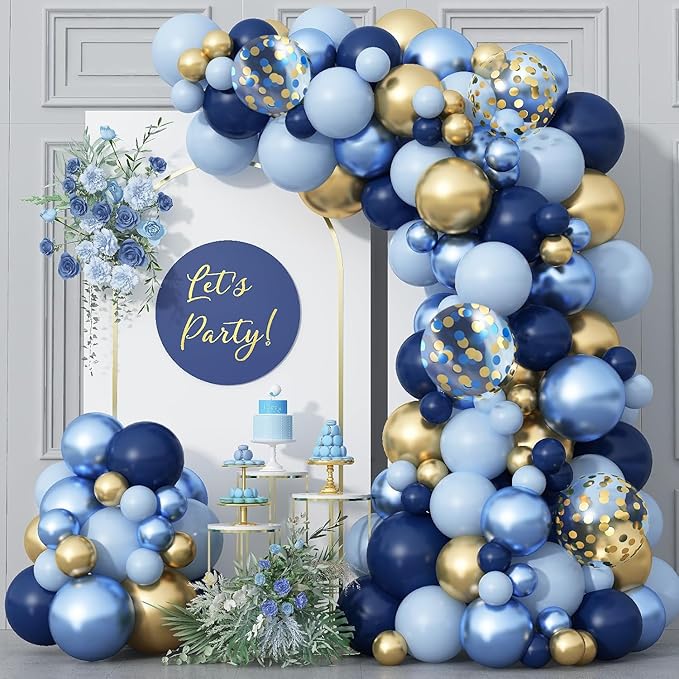 Blue and Gold Balloons, Bridal Shower, Baby Shower Party Decorations - Image 4
