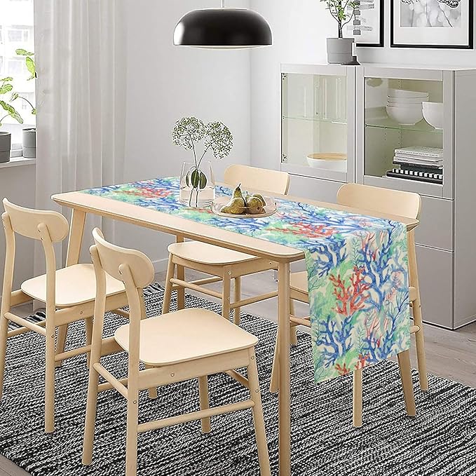 Summer Shell Starfish Table Runner, Seasonal Spring Summer Tropical Ocean Beach - Image 4