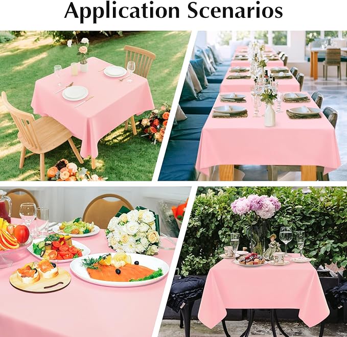 2 Pack Small Square Table Cloth 36X36 Inch Pink Tablecloth Washable Polyester - Image 6