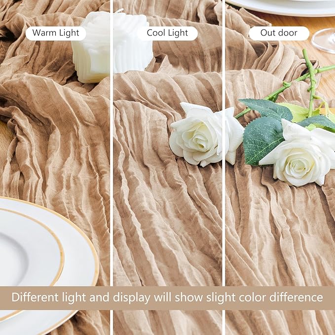 Asee'm Cheesecloth Table Runner 120 Inches Long Nude Boho Gauze Cheese Cloth - Image 5