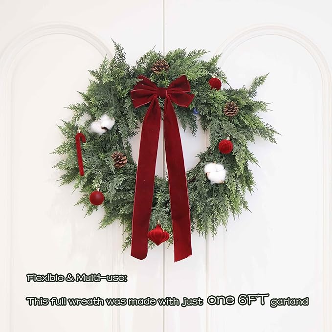 15FT Christmas Cedar Garland Artificial Real Touch Thickness Realistic Greenery - Image 4