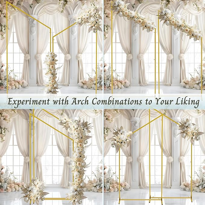 Wedding Arch Backdrop Stand for Parties Set of 2, 7FT/6.7FT Gold Wedding Arches - Image 7