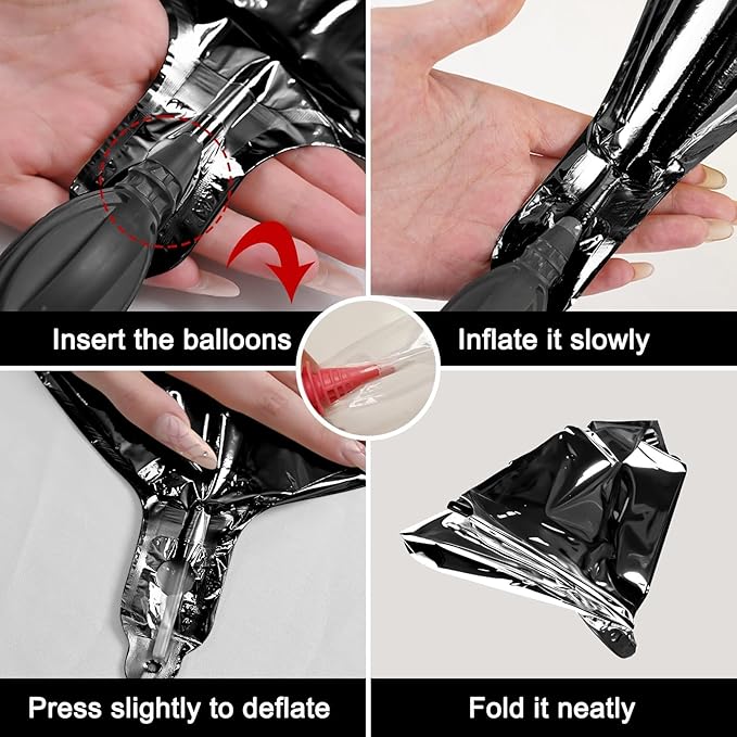 12Pcs Black Round Foil Balloons - Image 8