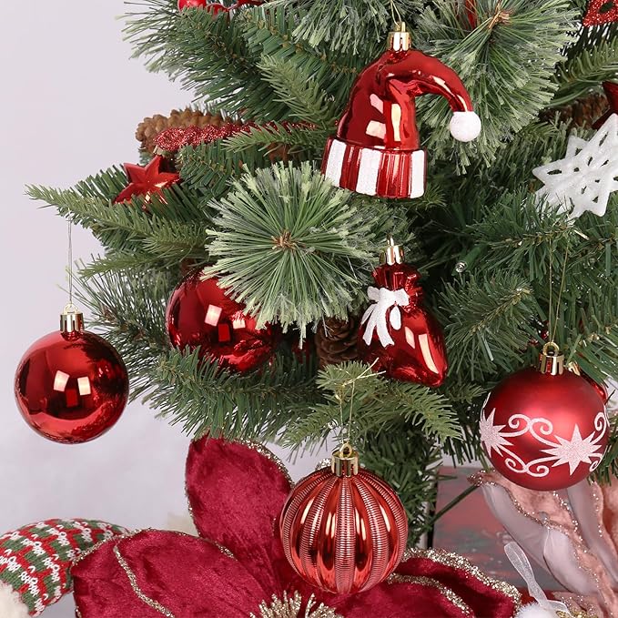 Red White Christmas Ornaments Set, - Image 4