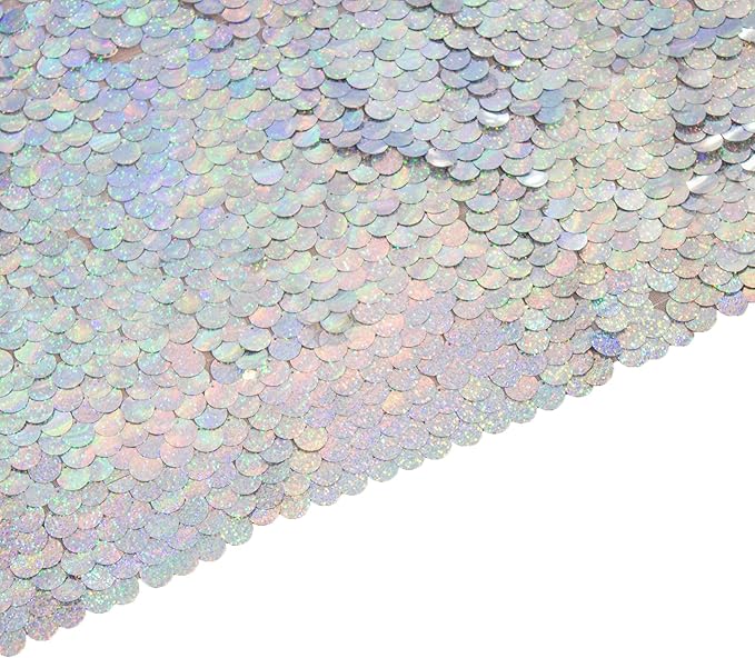 JYFLZQ Iridescent Silver Payette Sequin Backdrop Curtains 4ft x 8ft 2 Panels - Image 6