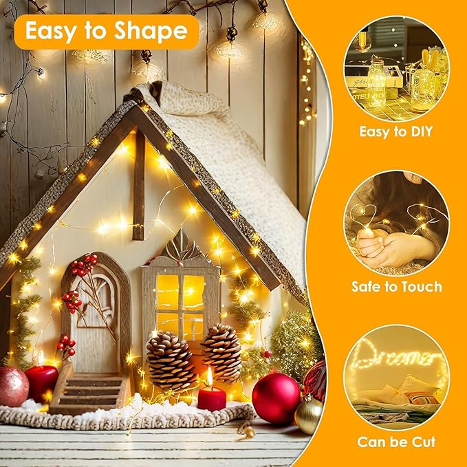 4Pack 80Ft 240LED Fairy Lights Battery Operated - Image 2