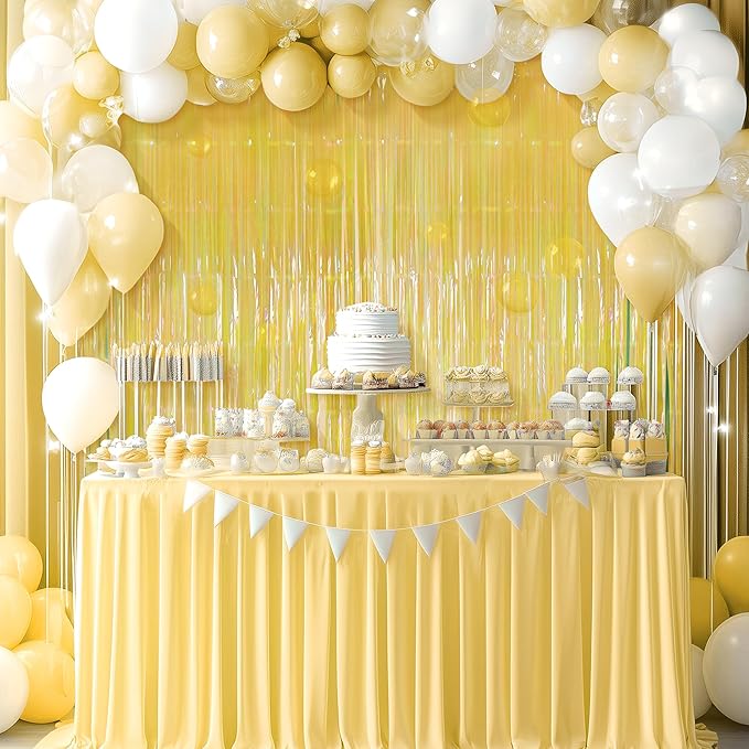 2 Pack Yellow Iridescent Streamers Backdrop, 3.3x6.6ft Foil Fringe Curtains - Image 5