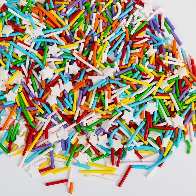 Edible Rainbow Sprinkles for Cake Decorating, 100g/3.53oz, Dessert Decorations by Sugarzy