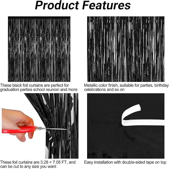 2 Pack 2025 Graduation Party Decorations, 3.28 FT x 7.05 FT Black Backdrop - Image 4
