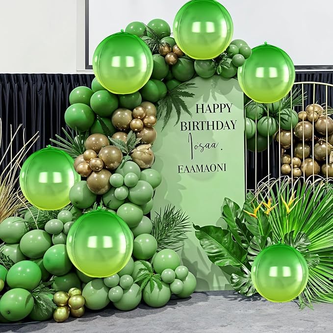 6Pcs Gradient Green Round Foil Balloons, Giant 4D Round Ball Balloon, 22 Inch - Image 7
