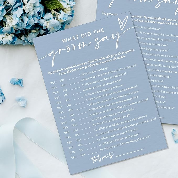 Fun Wedding Shower Games Cards, What Did the Groom Say, Bridal Shower Games - Image 4