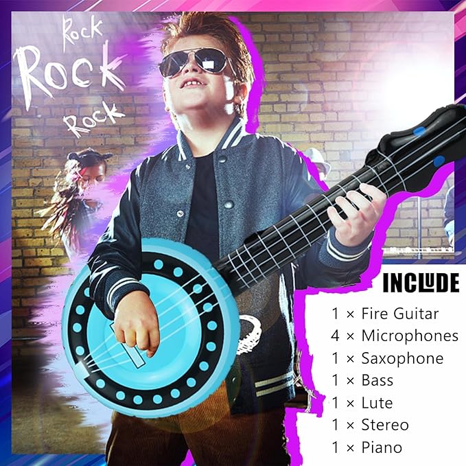 10 Pieces Inflatable Instruments Party Props Set Photo Booth Props Inflatable - Image 3