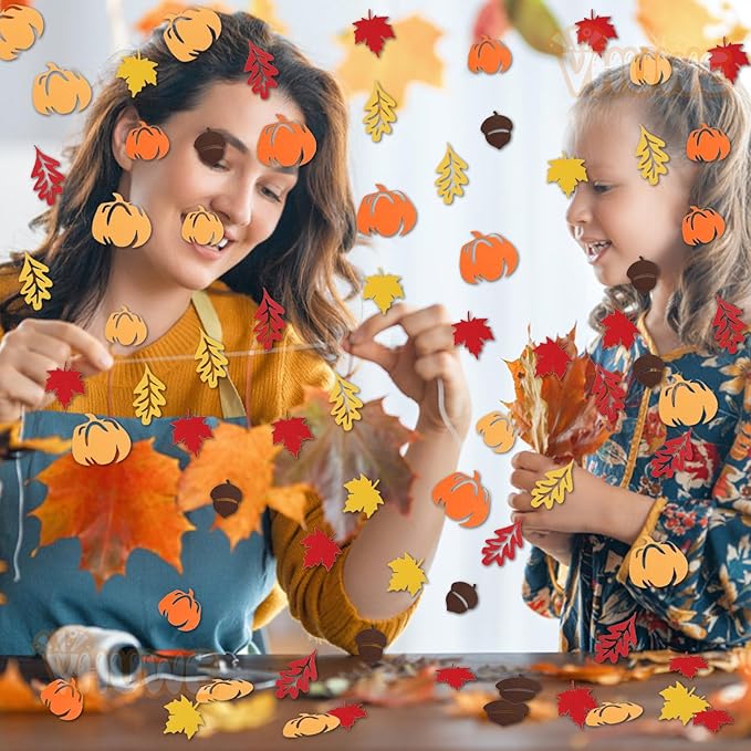 VHUWE Thanksgiving Confetti 200 Pcs, Autumn Fall Confetti, Thanksgiving Maple - Image 4