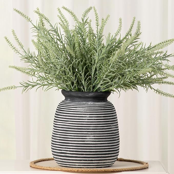 Ceramic Rustic Vase, 7.48" Flowers Pottery Vases Home Decor Round Wide-Mouth by ooit