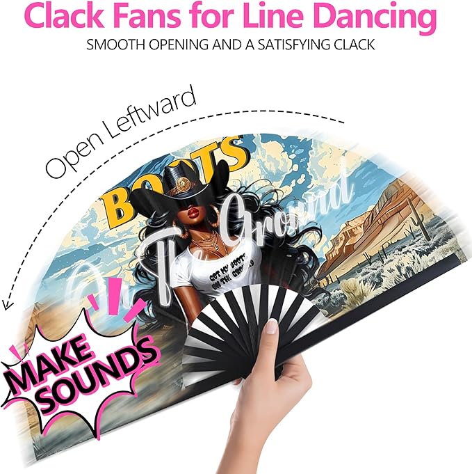 Boots On The Ground Hand Fan, Where Them Fans At Folding Fans, Clapping - Image 2