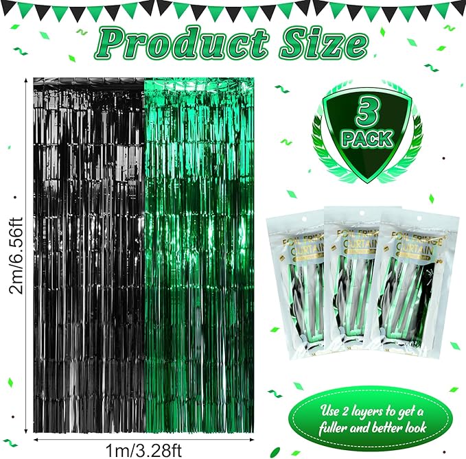 3Pack 3.3Ft x 6.6Ft Graduation Foil Fringe Curtain Backdrop Decorations - Image 3
