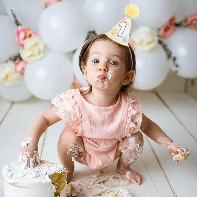 WAUAO Colorful Flower 1st Birthday Cone Hat - Image 4