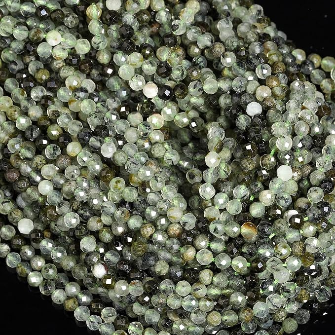 Song Xi 90pcs 4mm Natural Prehnite Gemstone Beads Faceted Round Loose Stone by SongXi
