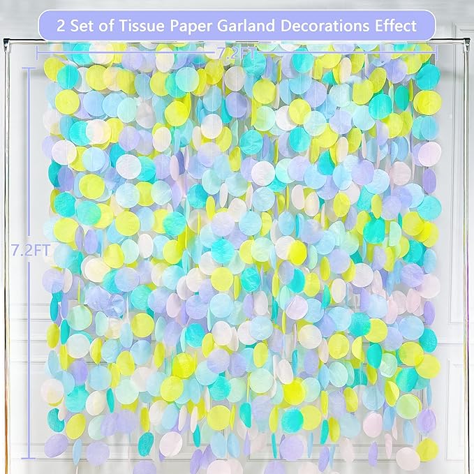 205Ft Pastel Party Decorations Big Circle Dot Backdrop Garland Pastel Tissue - Image 3