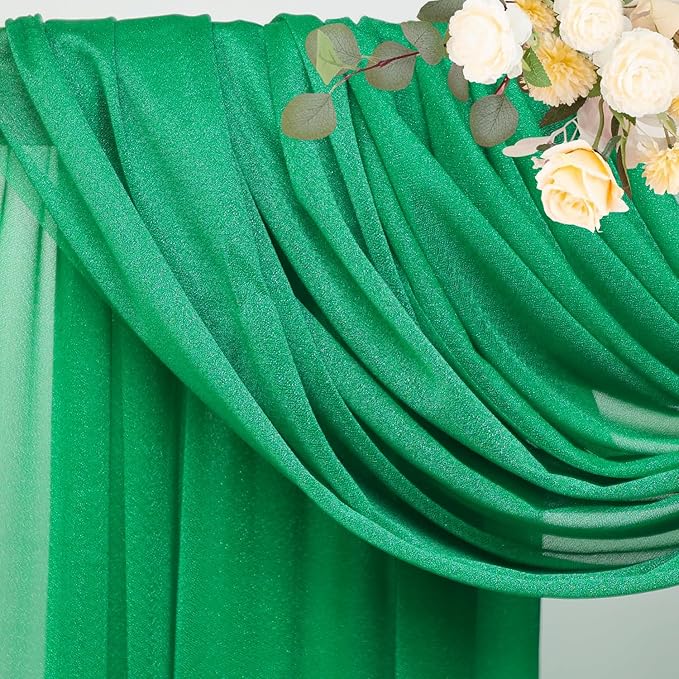 Wokceer Emerald Green Wedding Arch Draping Fabric Backdrop 3 Panels 28.7" X - Image 4