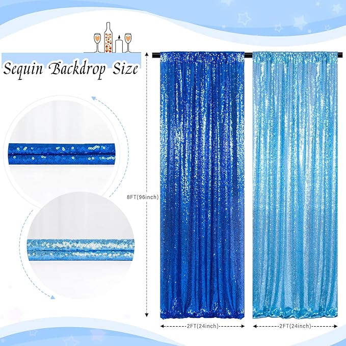 ShinyBeauty Baby Blue and Blue Sequin Backdrop - Image 6