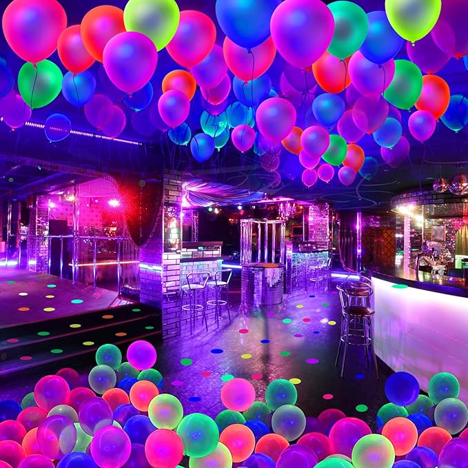 110 PCS UV Neon Balloons, Neon Party, Glow Party Decorations Supplies - Image 6