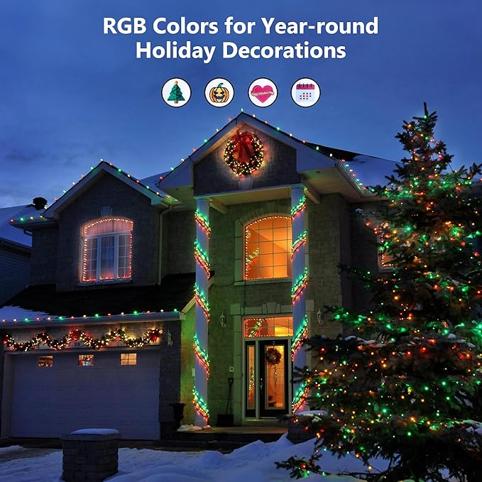 BrizLabs Orange Purple Halloween Lights, 33FT 100 LED RGB Color Changing String - Image 4