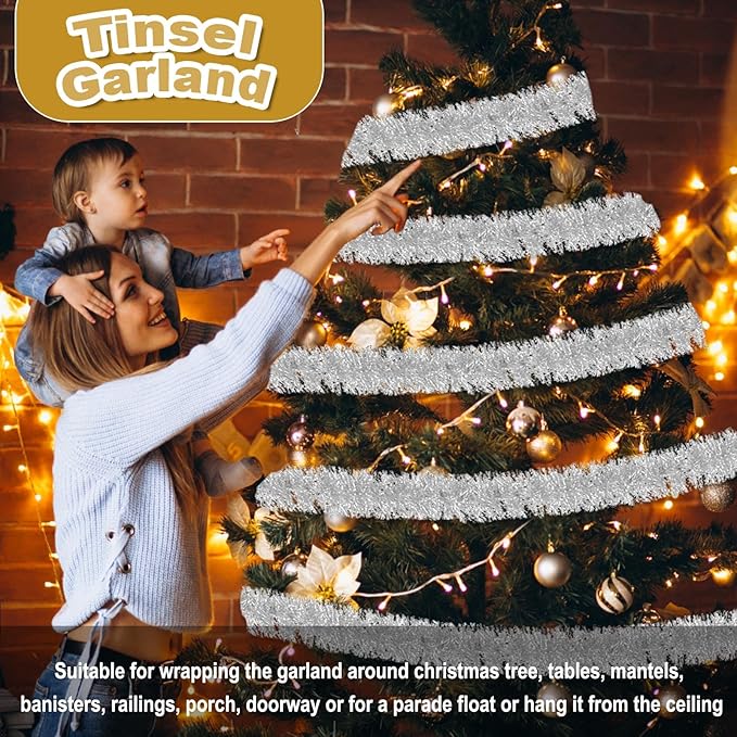 50 Feet Christmas Foil Fringe Banner Metallic Tassle Garland Metallic Backdrop - Image 3
